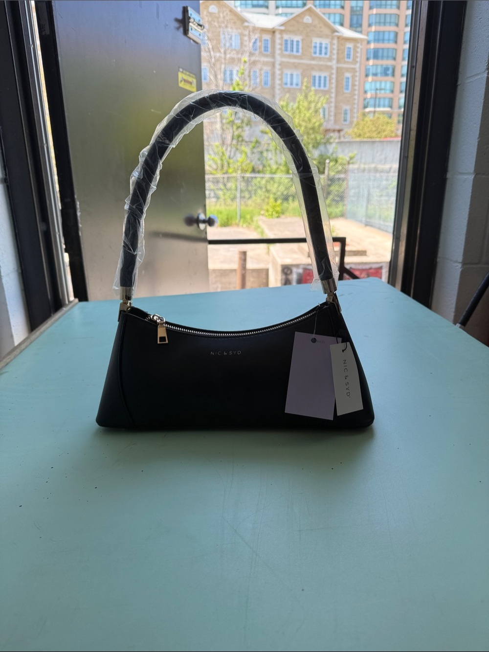NIC+SYD Black Curved Zip Shoulder Bag
